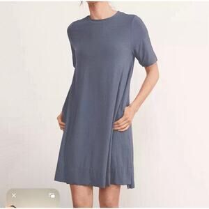 Aday Womens Medium Essentialist Dress Blue Mini Modal Blend Short Sleeve